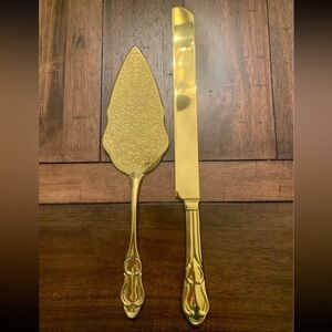 Gold Cake Server & Knife Set